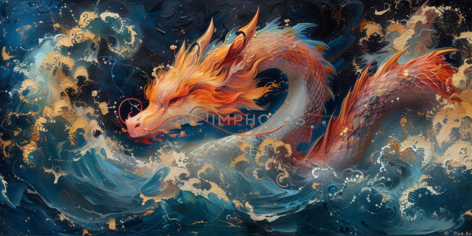 Chinese New Year dragon watercolor background. by Benzoix