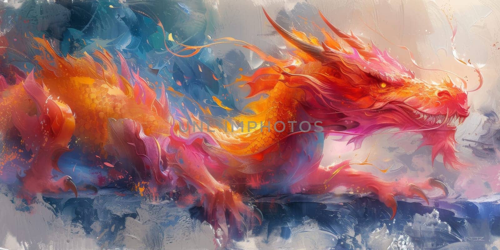 Chinese New Year dragon watercolor background. by Benzoix