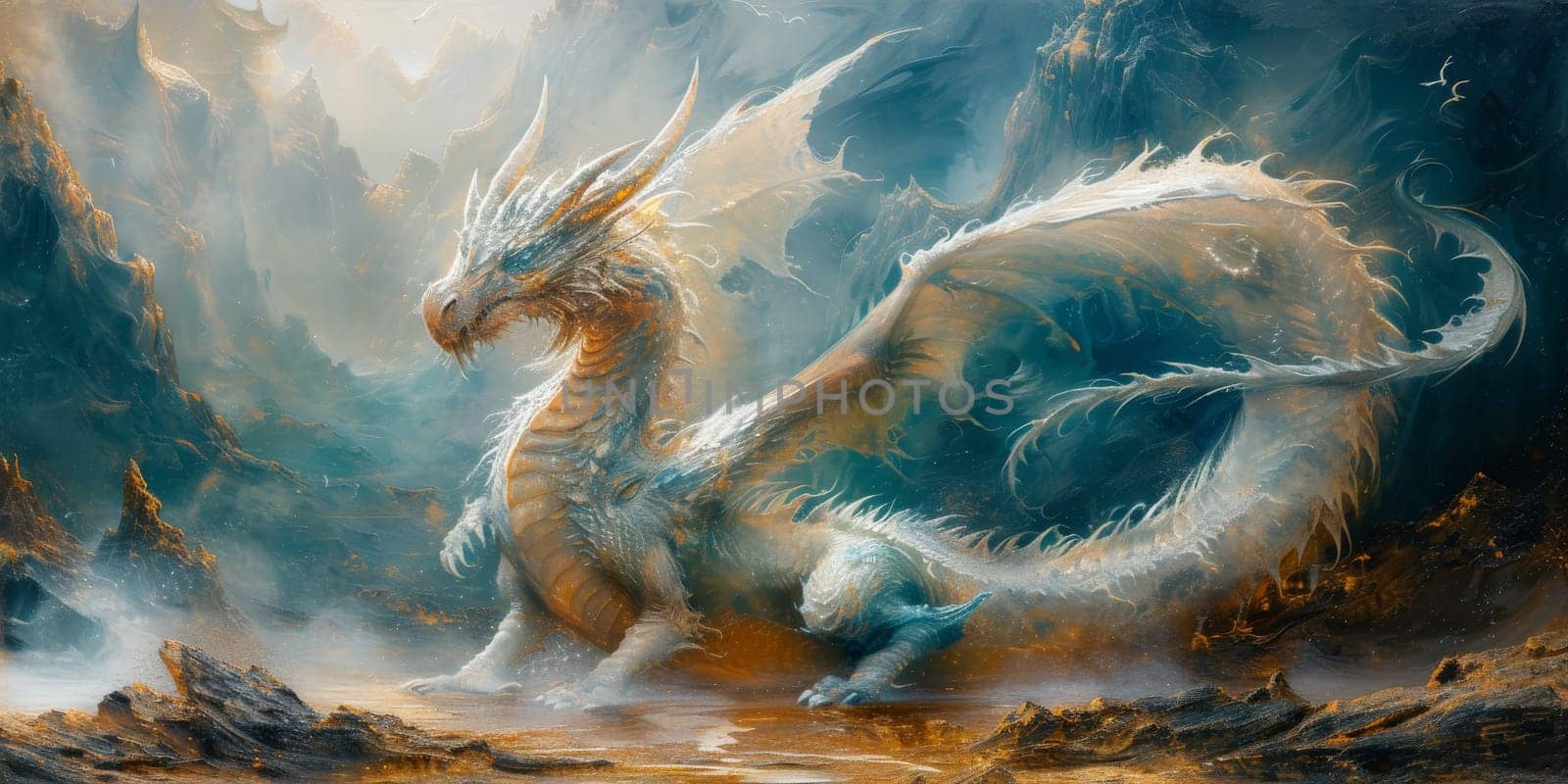 Chinese New Year dragon watercolor background. by Benzoix