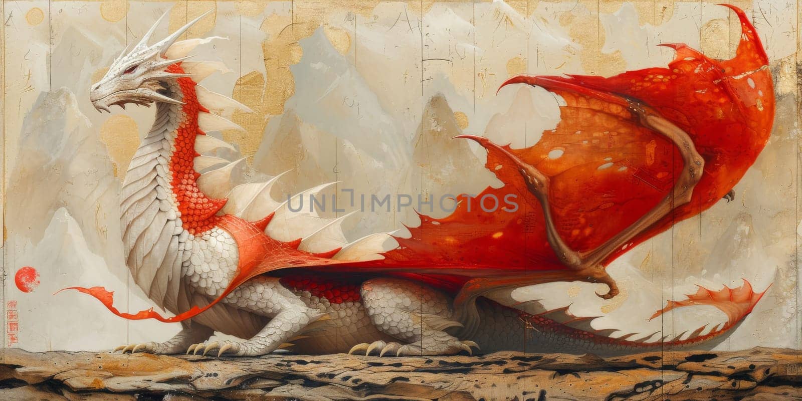 Chinese New Year dragon watercolor background