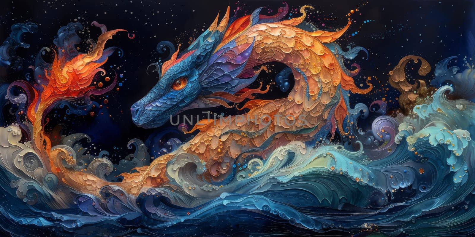 Chinese New Year dragon watercolor background. by Benzoix