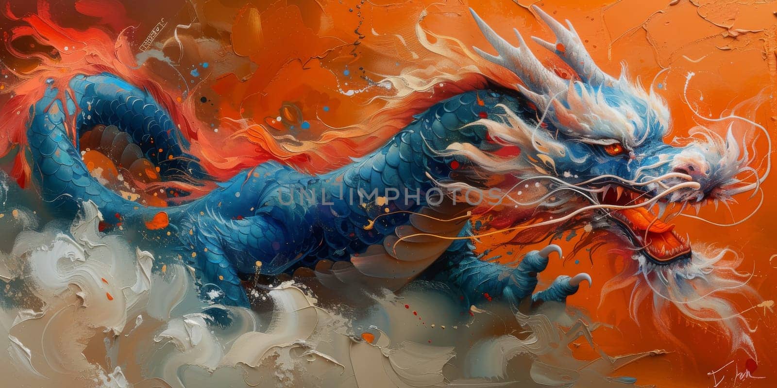 Chinese New Year dragon watercolor background. by Benzoix