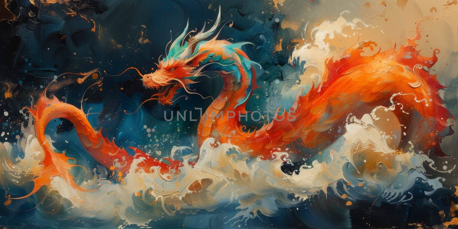 Chinese New Year dragon watercolor background. by Benzoix