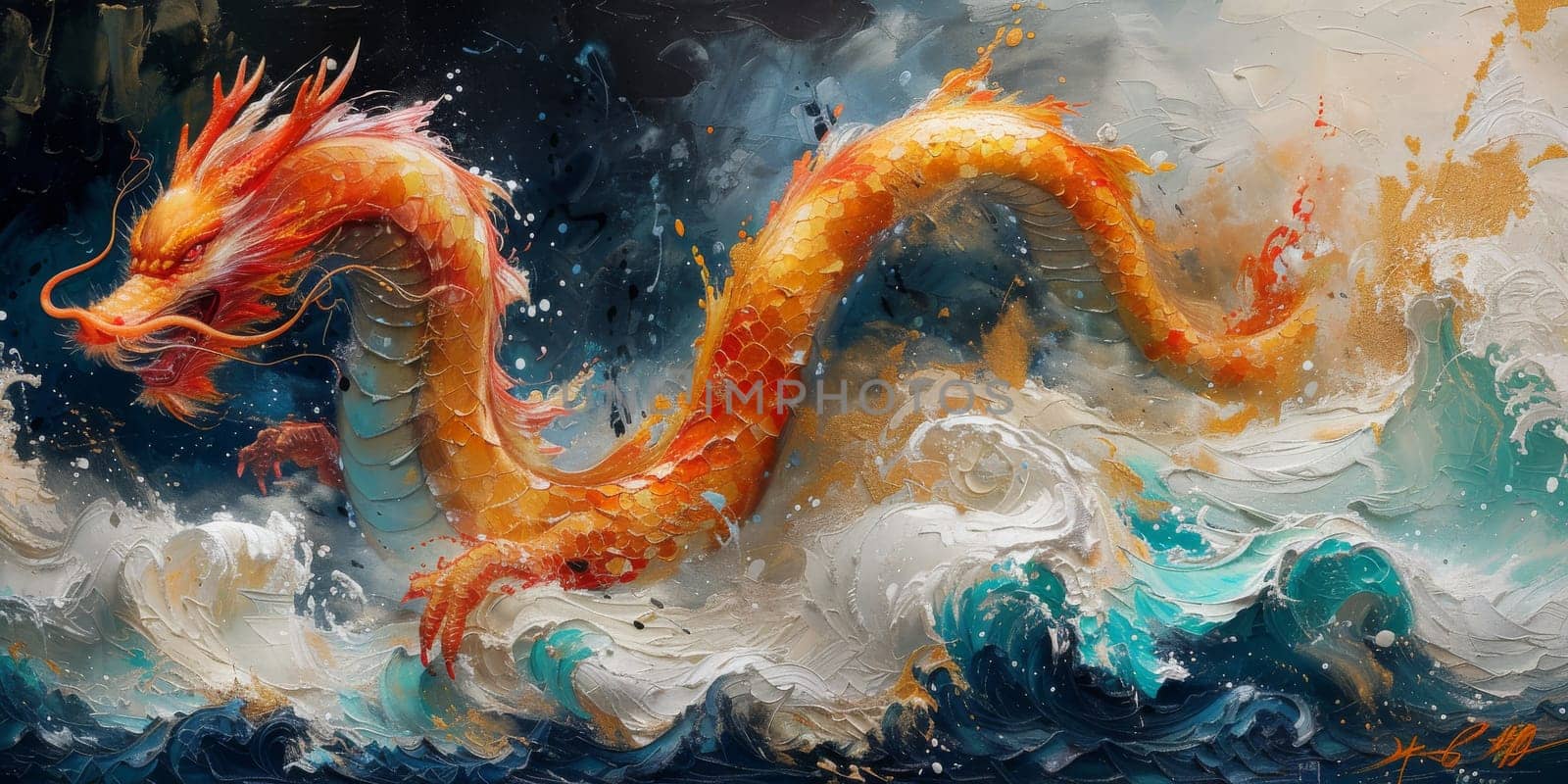 Chinese New Year dragon watercolor background. by Benzoix