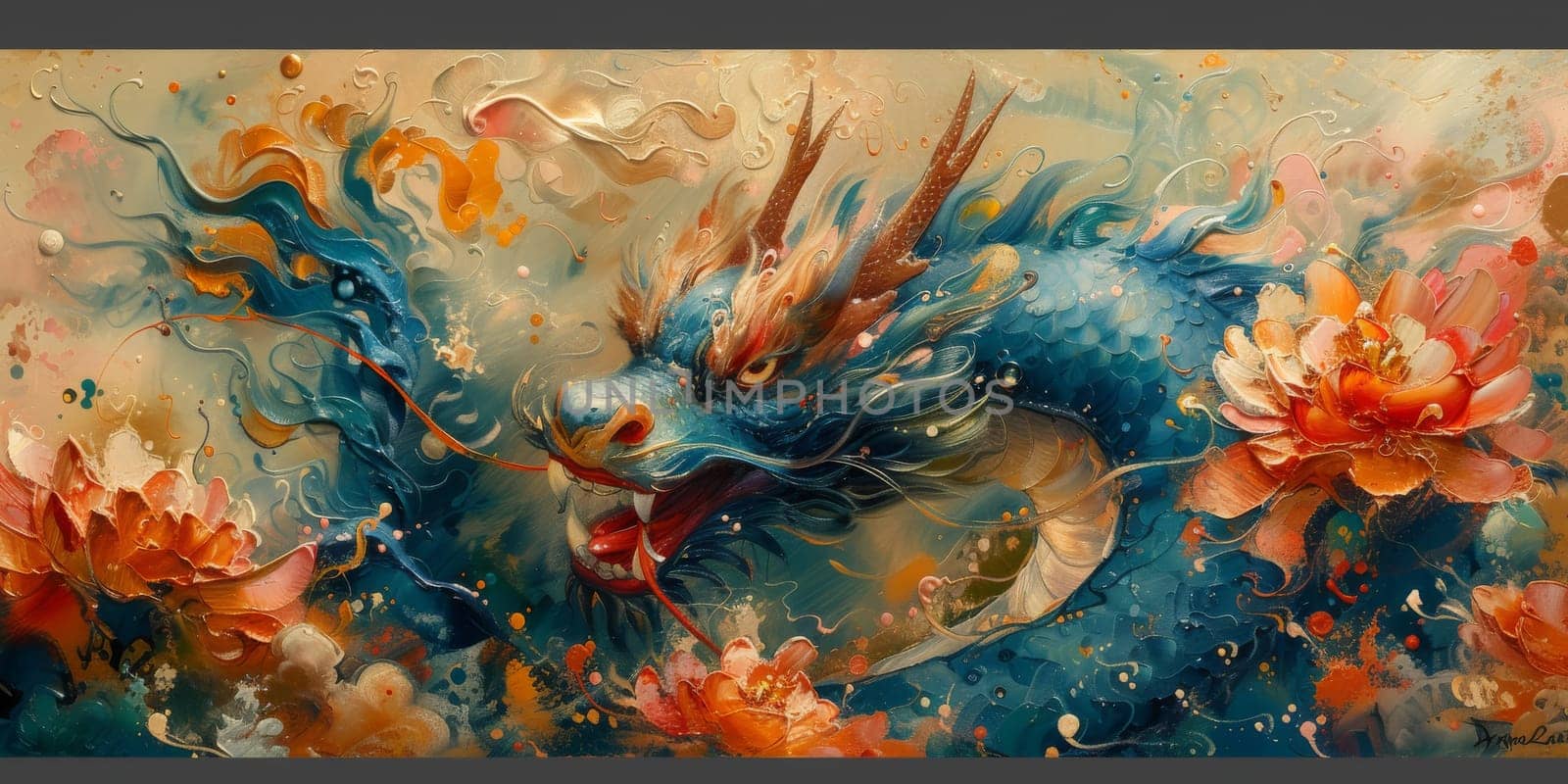 Chinese New Year dragon watercolor background