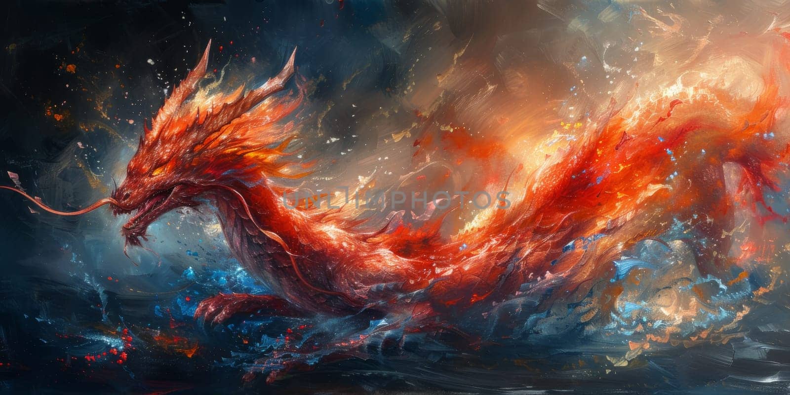 Chinese New Year dragon watercolor background. by Benzoix