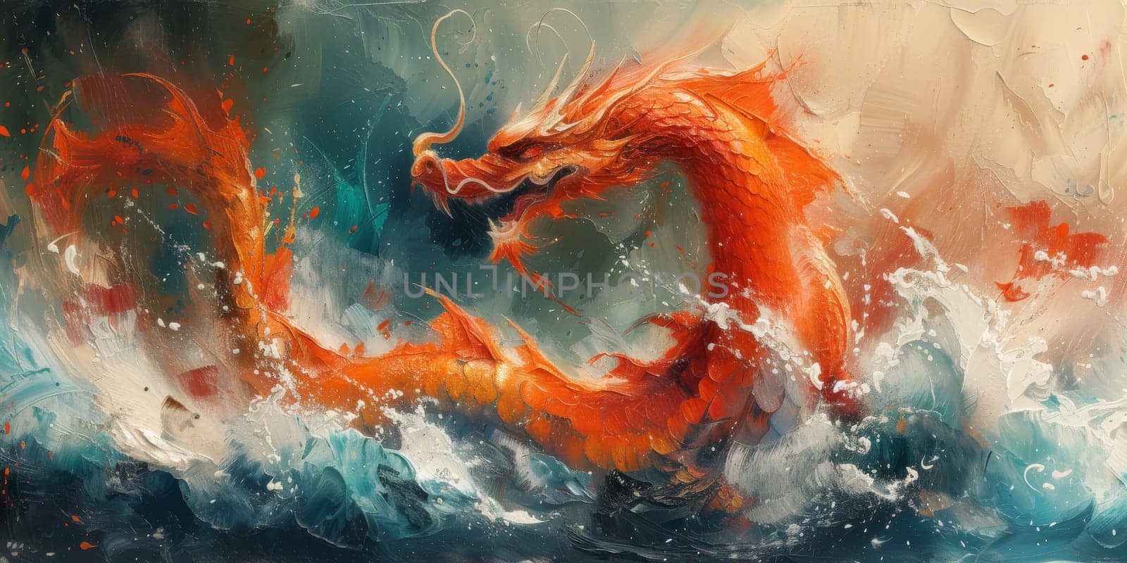 Chinese New Year dragon watercolor background. by Benzoix