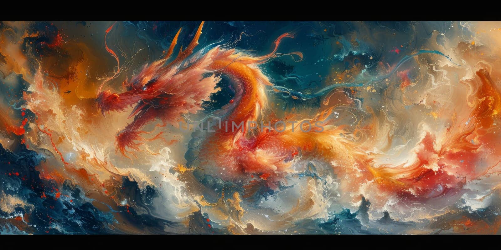 Chinese New Year dragon watercolor background. by Benzoix