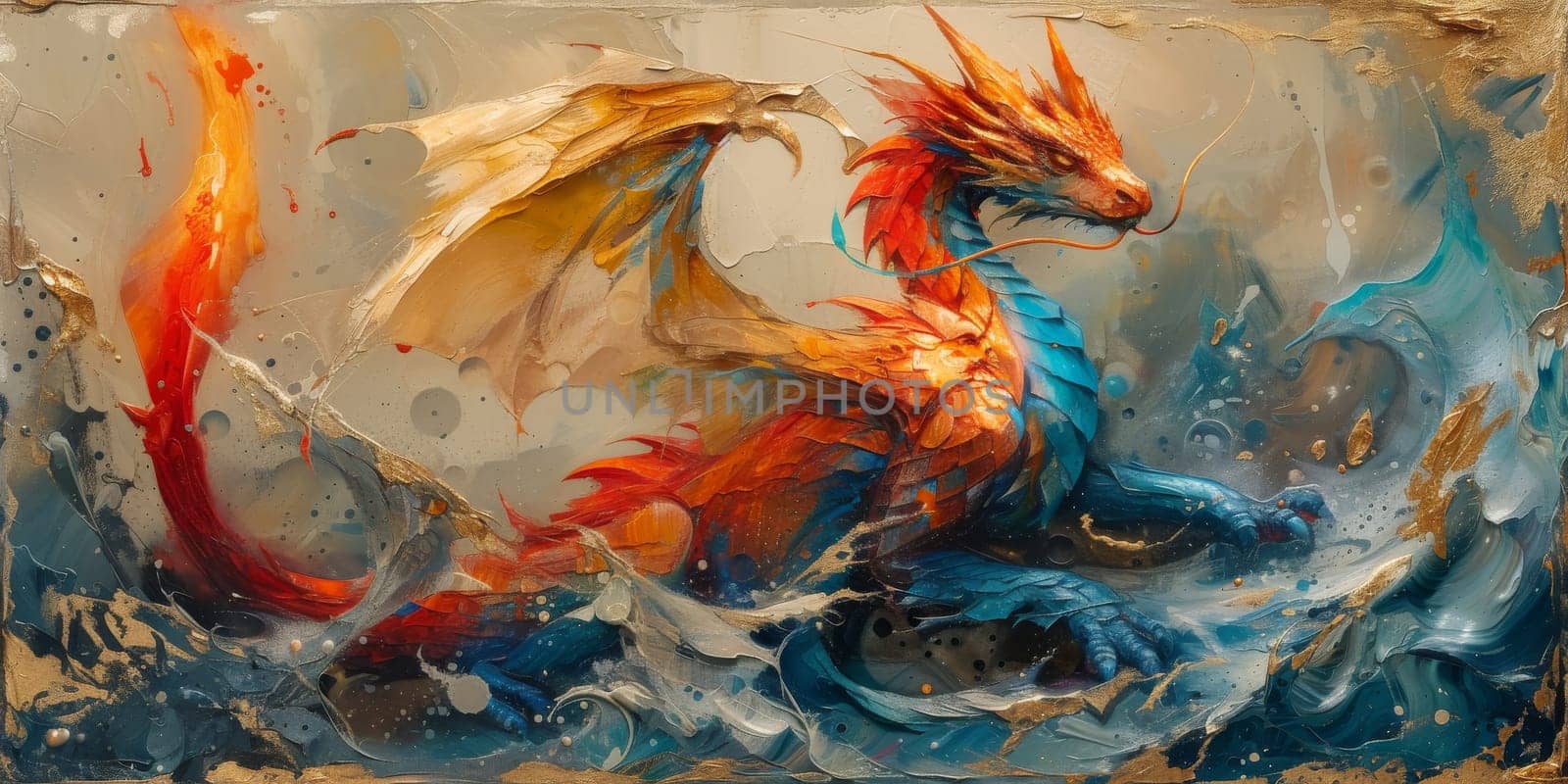 Chinese New Year dragon watercolor background. by Benzoix