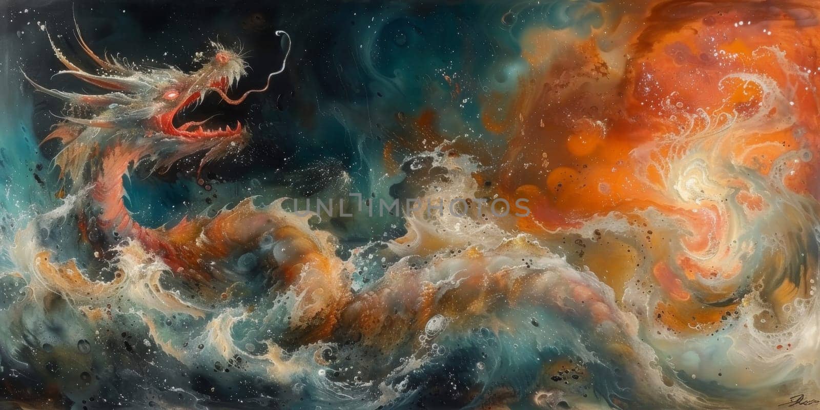 Chinese New Year dragon watercolor background. by Benzoix