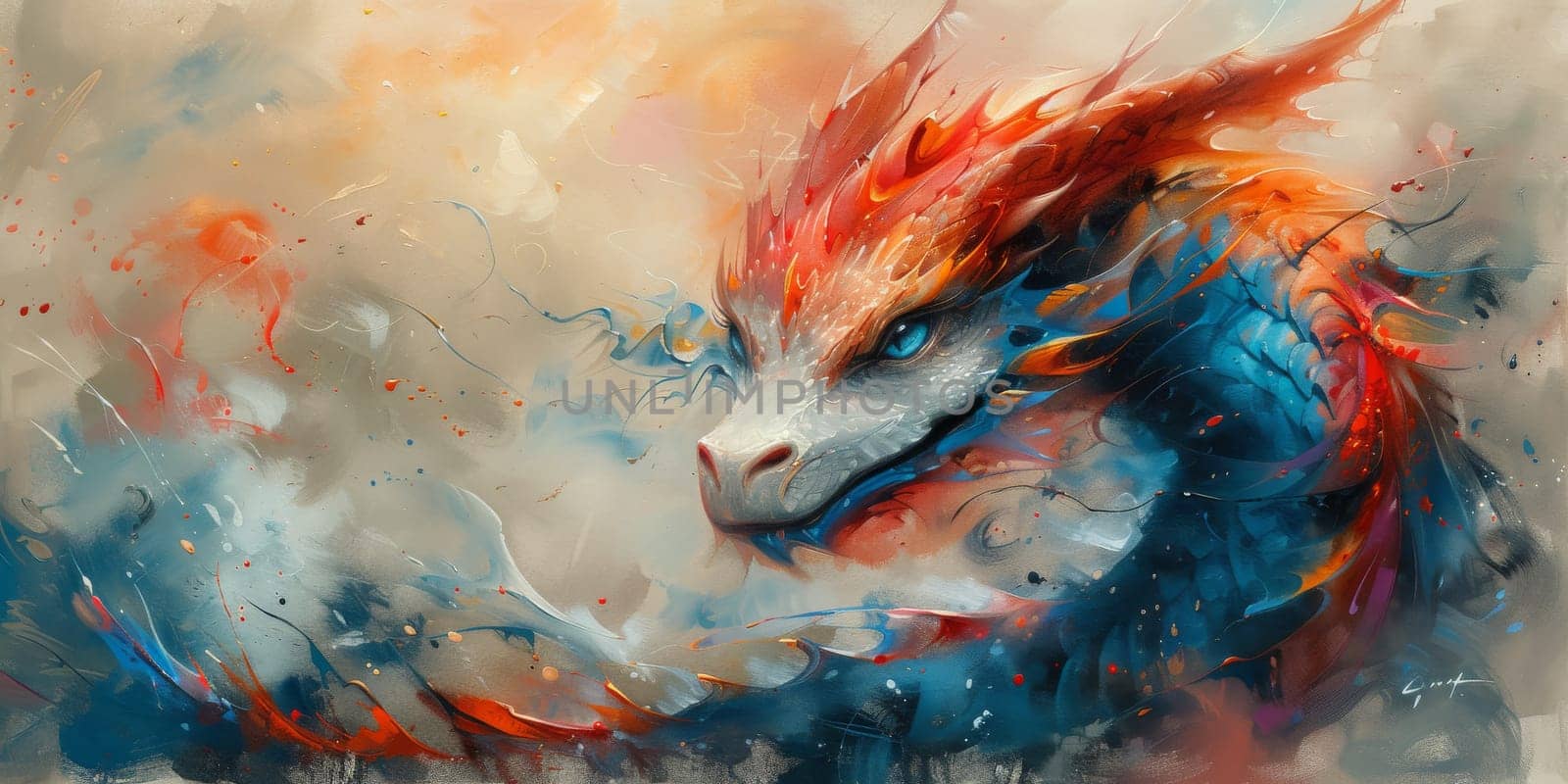 Chinese New Year dragon watercolor background