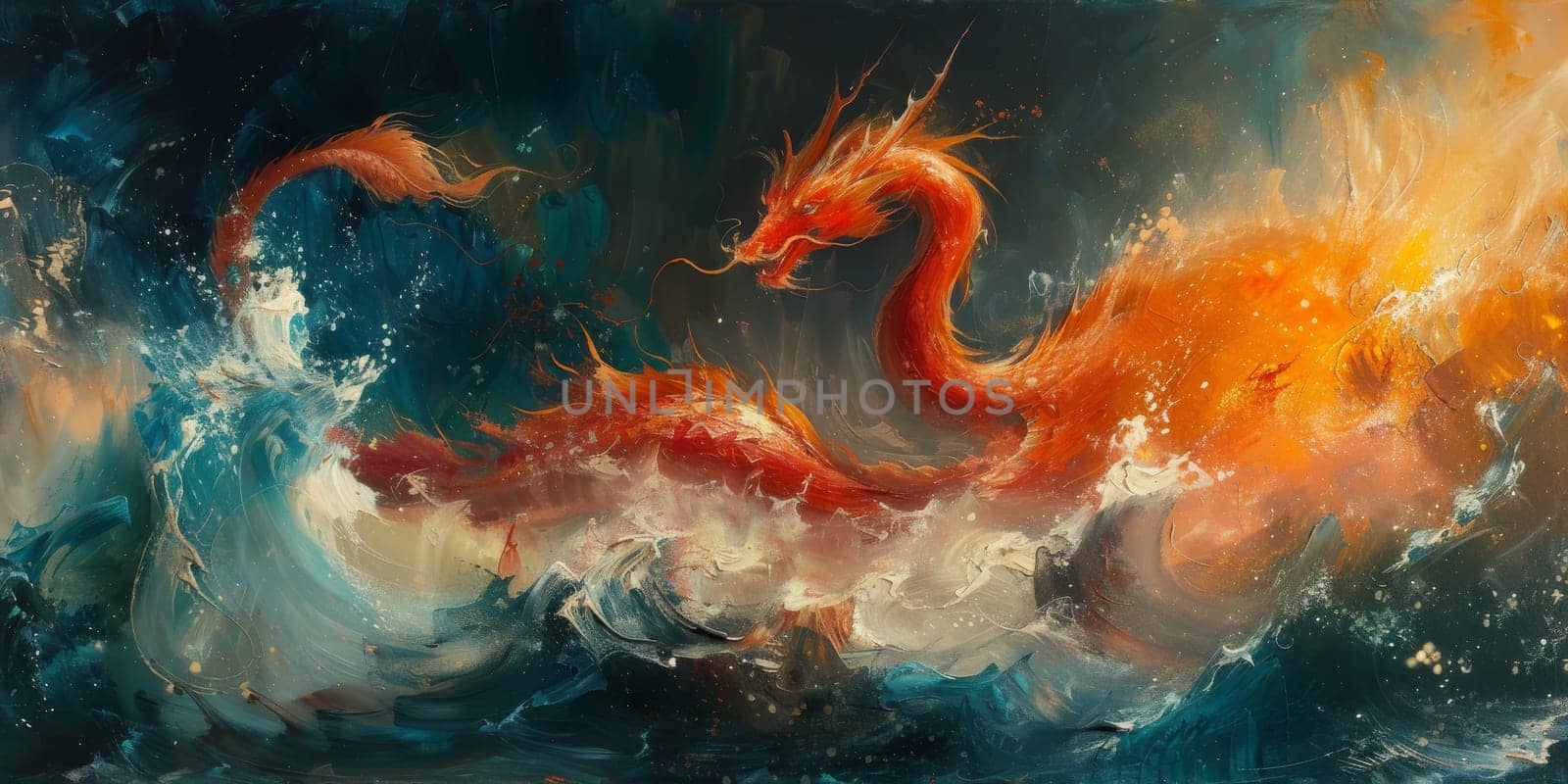 Chinese New Year dragon watercolor background