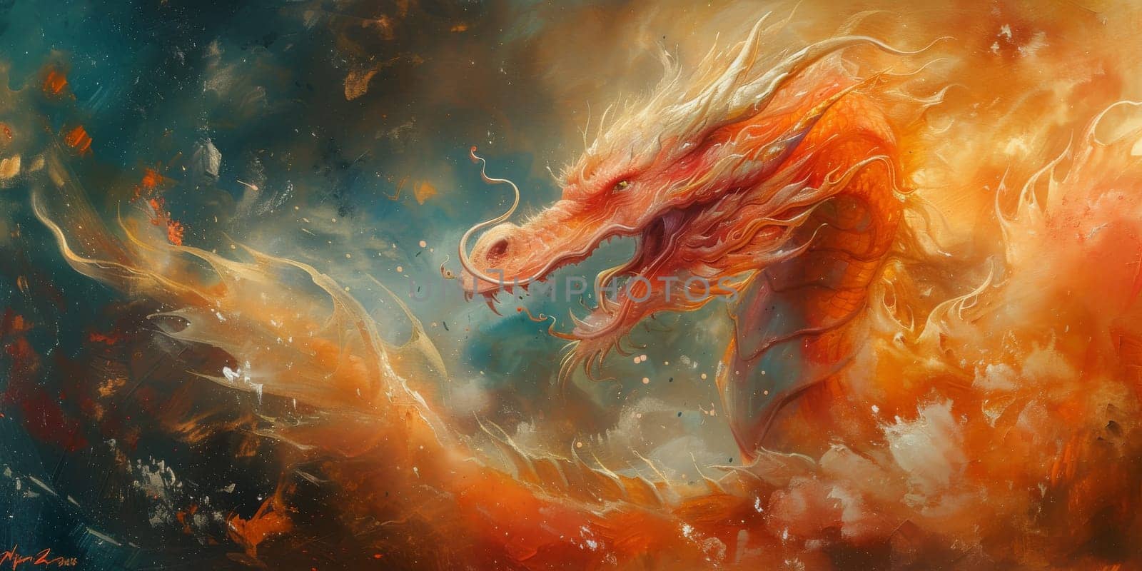 Chinese New Year dragon watercolor background