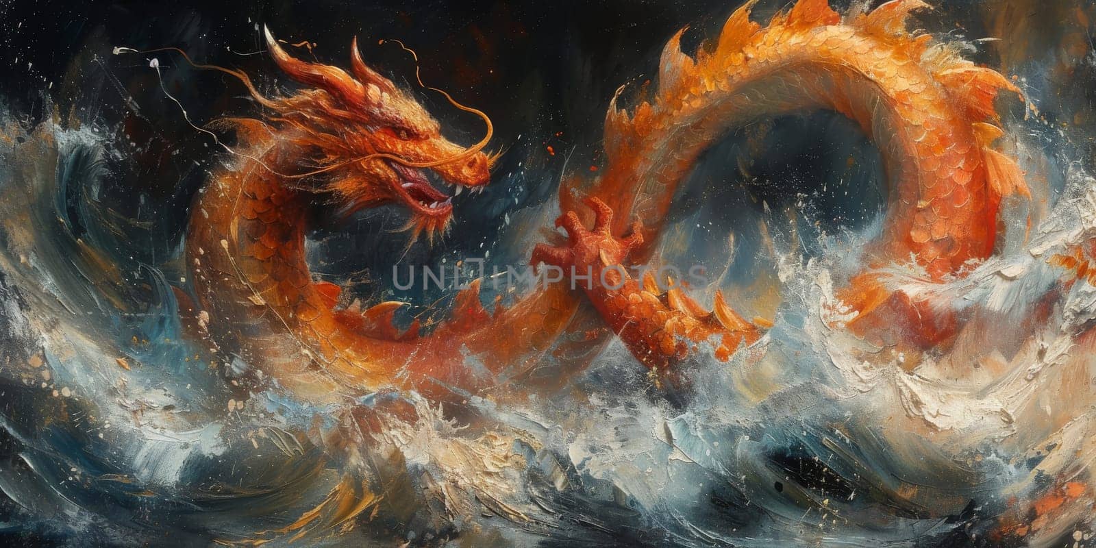 Chinese New Year dragon watercolor background. by Benzoix