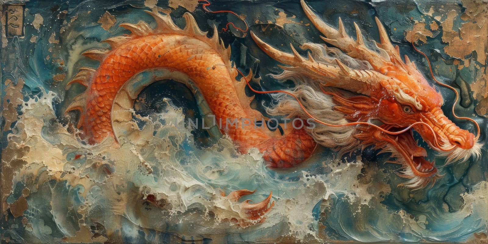 Chinese New Year dragon watercolor background. by Benzoix