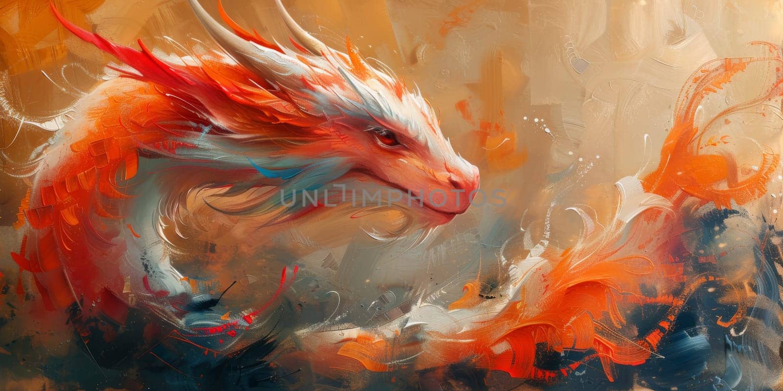 Chinese New Year dragon watercolor background