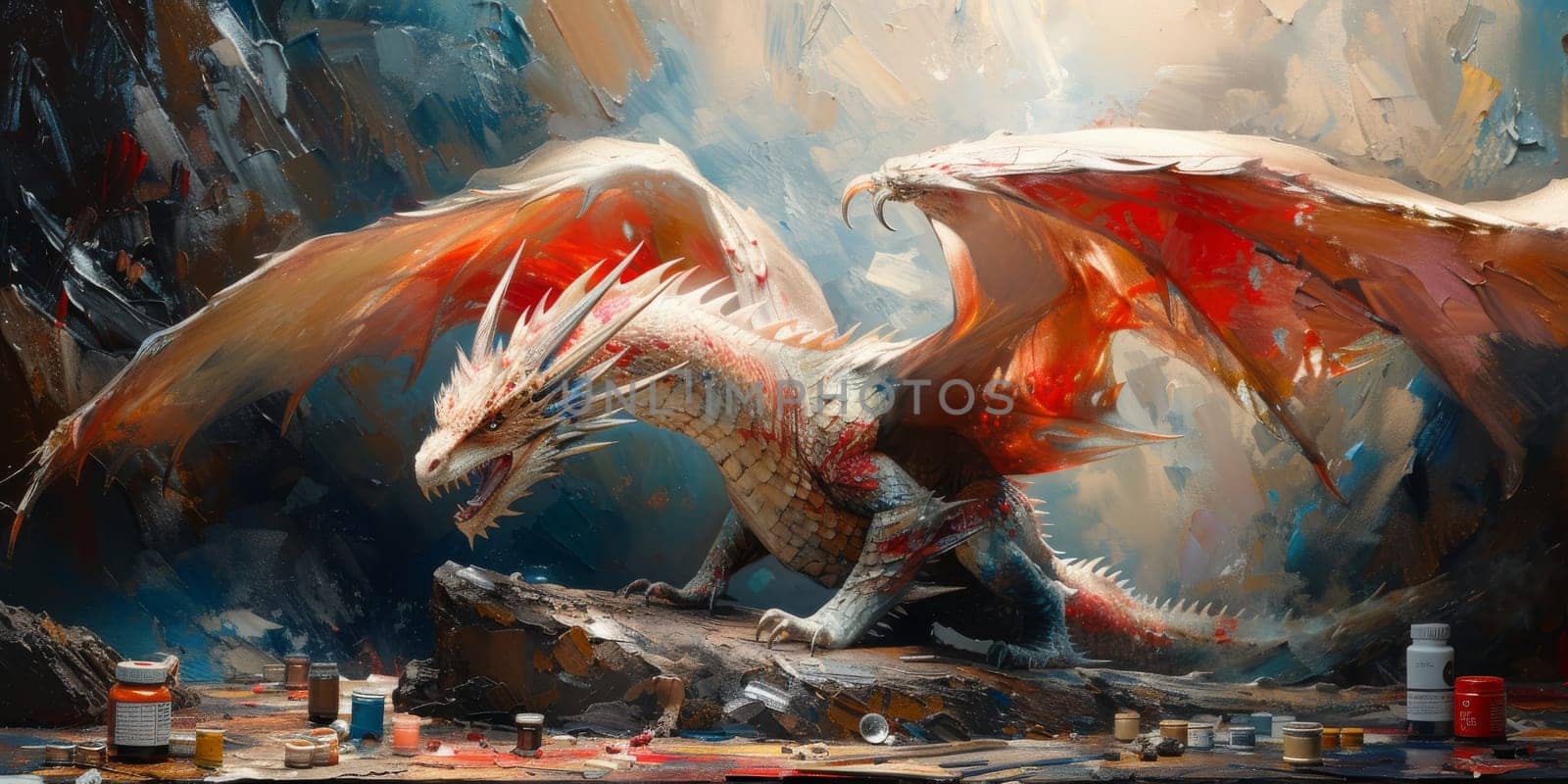 Chinese New Year dragon watercolor background. by Benzoix