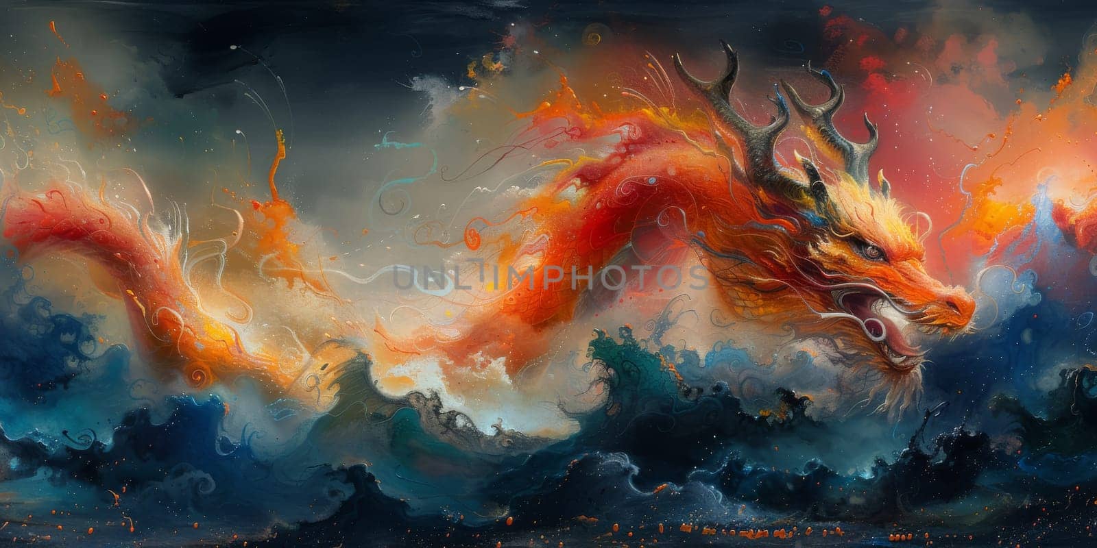 Chinese New Year dragon watercolor background