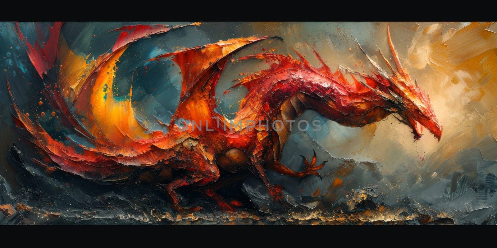 Chinese New Year dragon watercolor background. by Benzoix