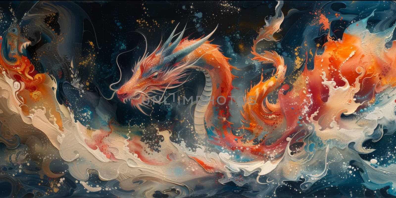 Chinese New Year dragon watercolor background