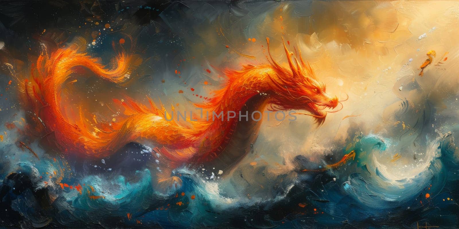 Chinese New Year dragon watercolor background. by Benzoix