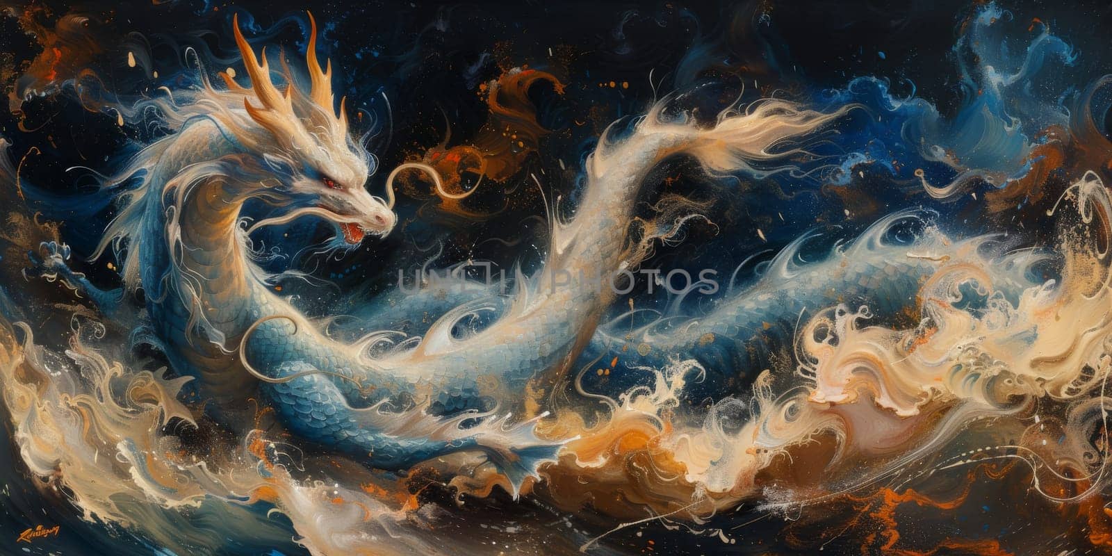 Chinese New Year dragon watercolor background. by Benzoix