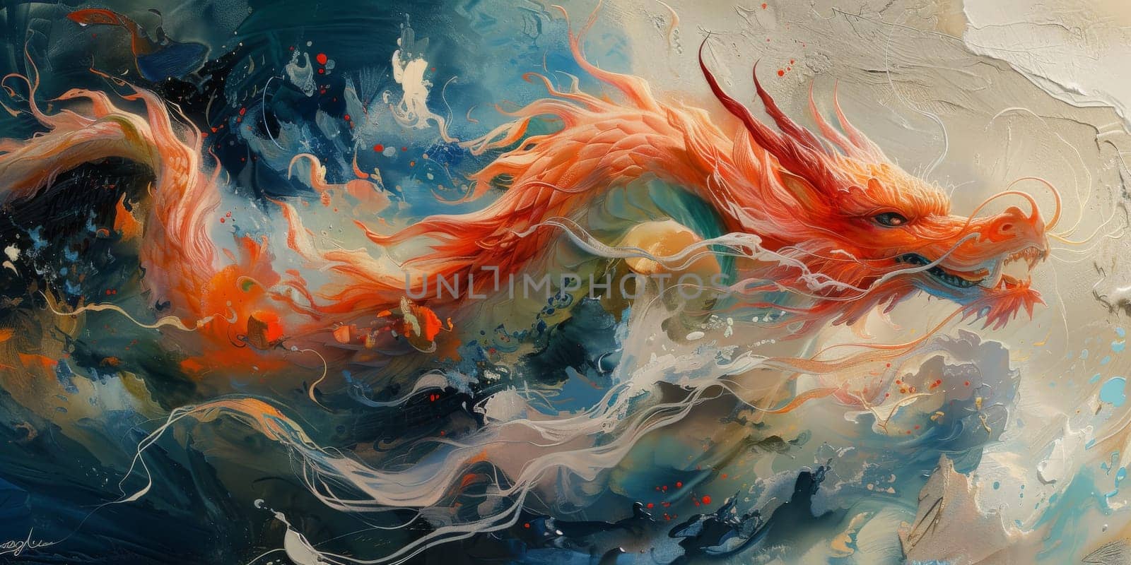 Chinese New Year dragon watercolor background. by Benzoix