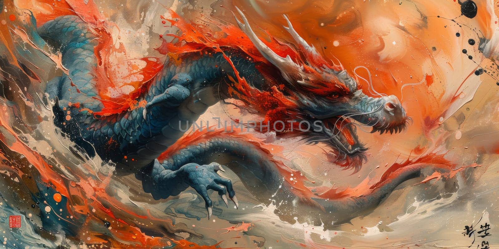 Chinese New Year dragon watercolor background. by Benzoix