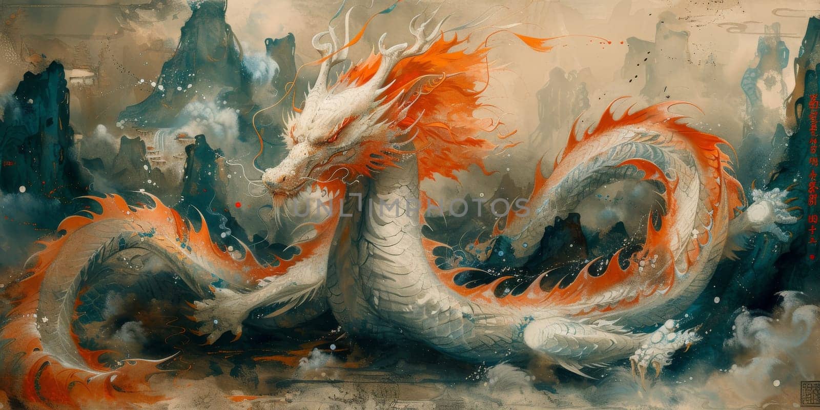 Chinese New Year dragon watercolor background. by Benzoix