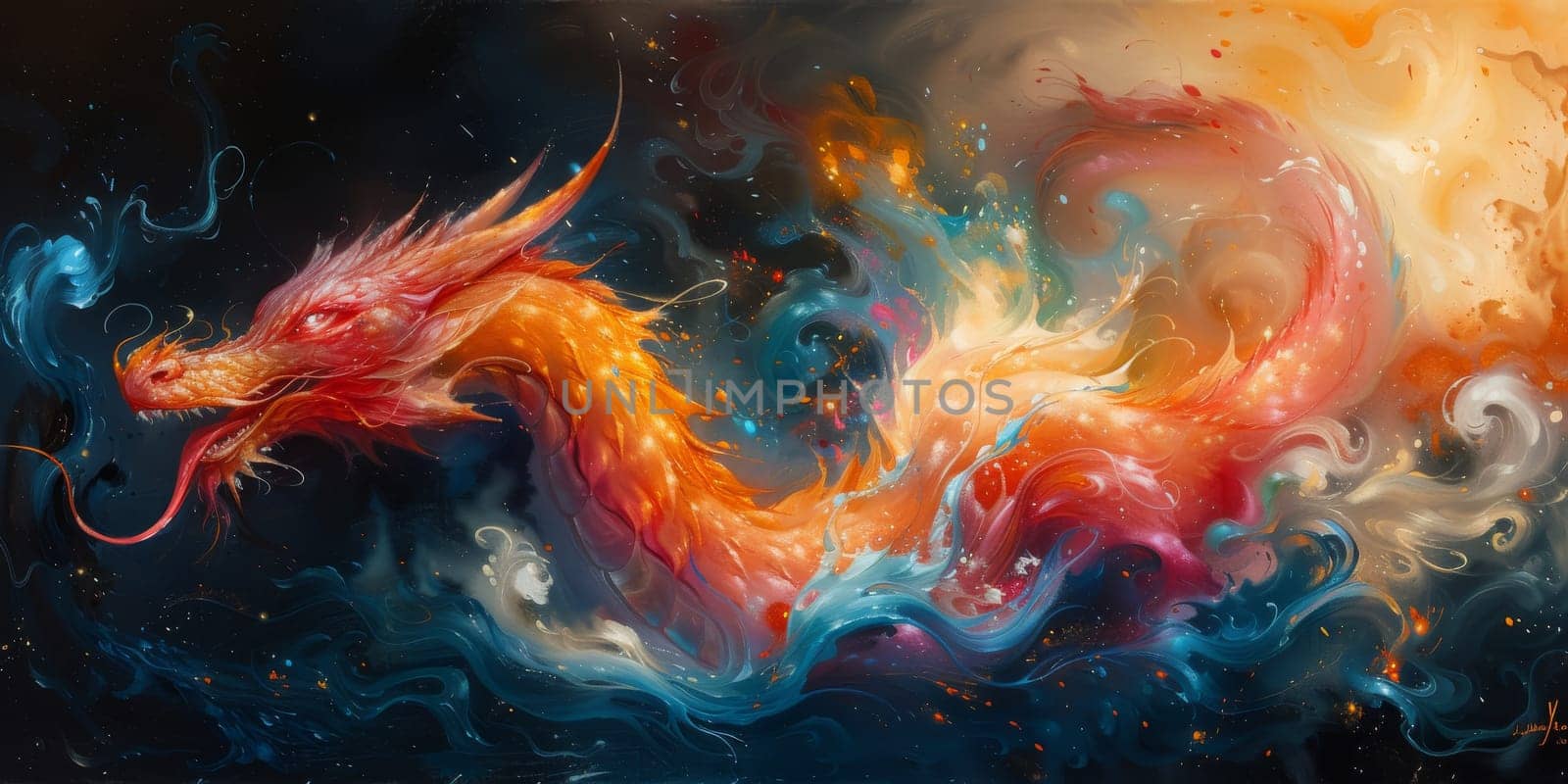 Chinese New Year dragon watercolor background. by Benzoix