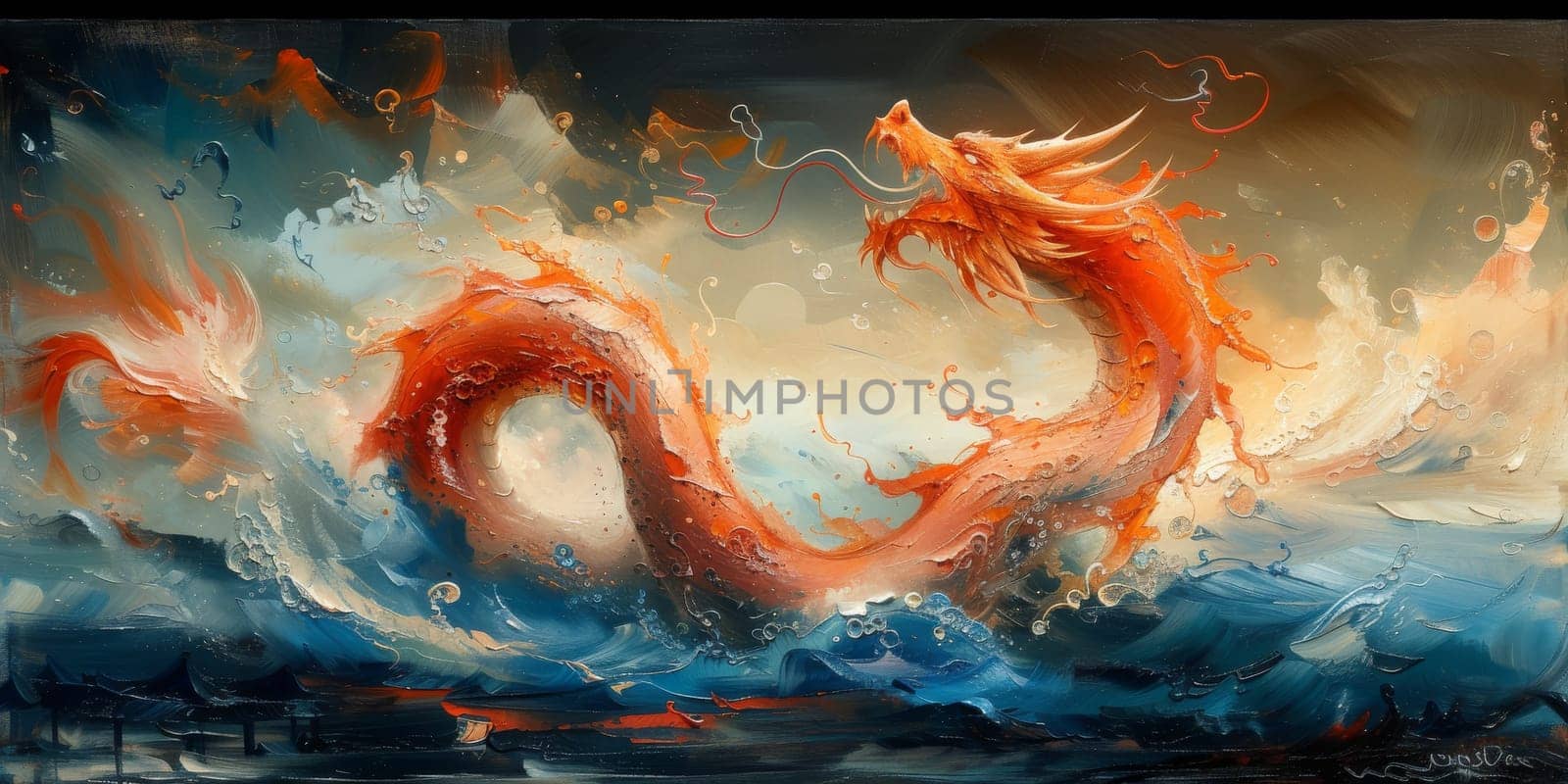 Chinese New Year dragon watercolor background. by Benzoix