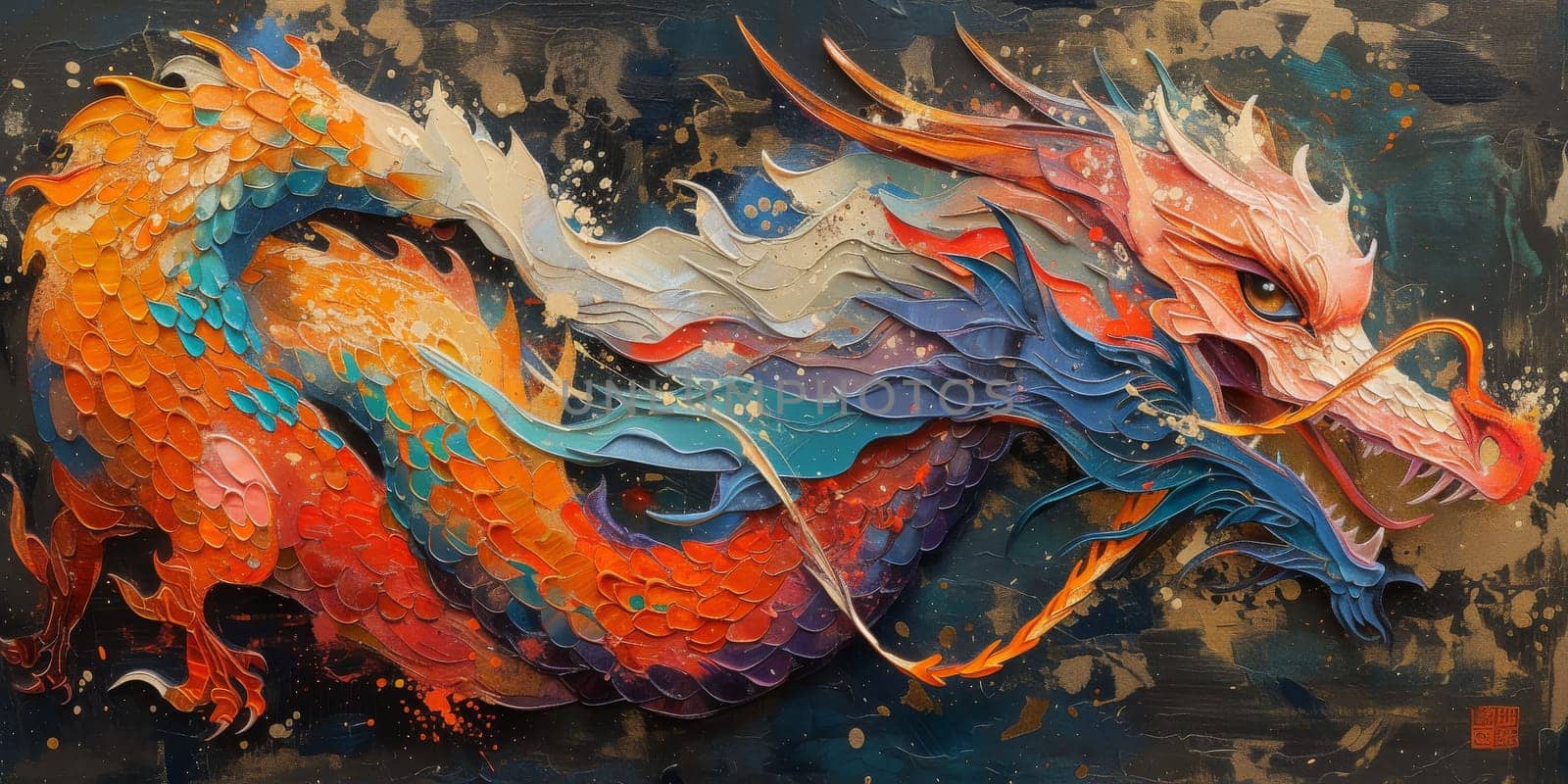 Chinese New Year dragon watercolor background