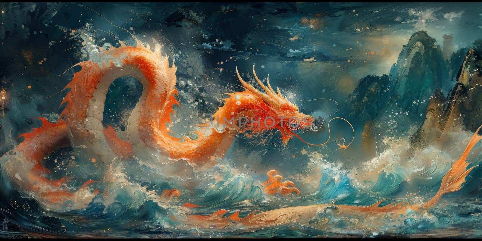 Chinese New Year dragon watercolor background