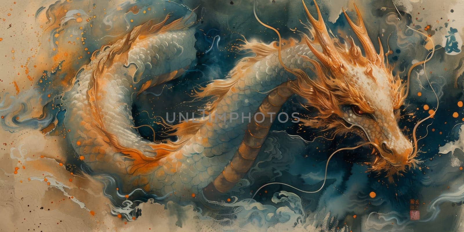 Chinese New Year dragon watercolor background