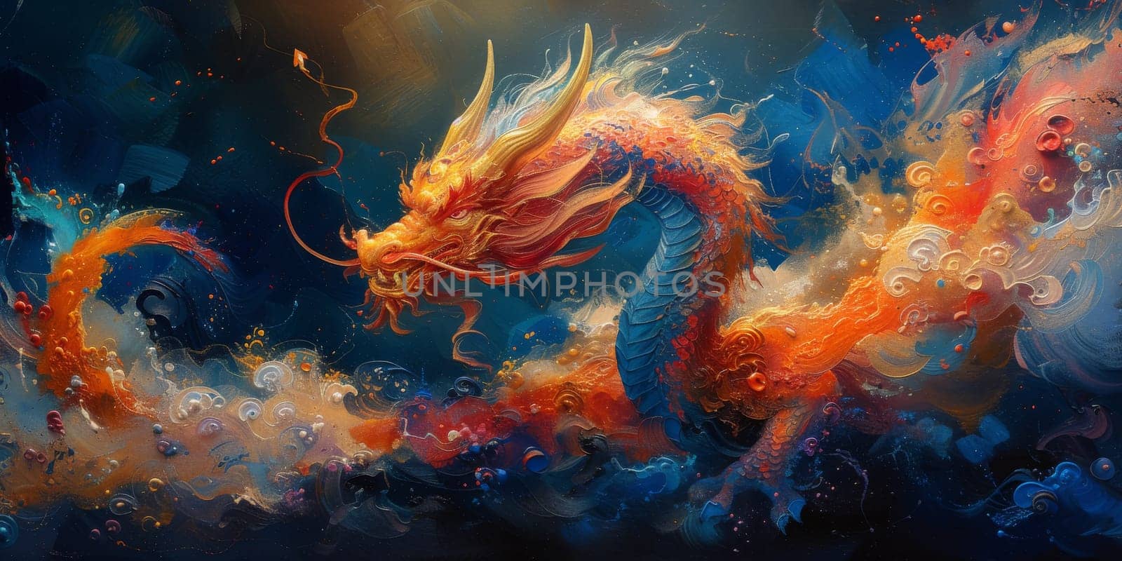 Chinese New Year dragon watercolor background. by Benzoix