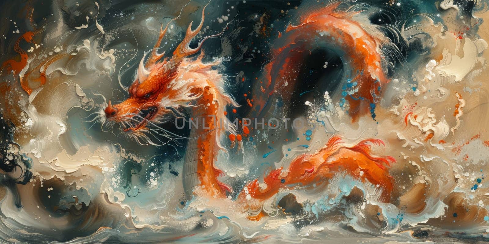 Chinese New Year dragon watercolor background. by Benzoix