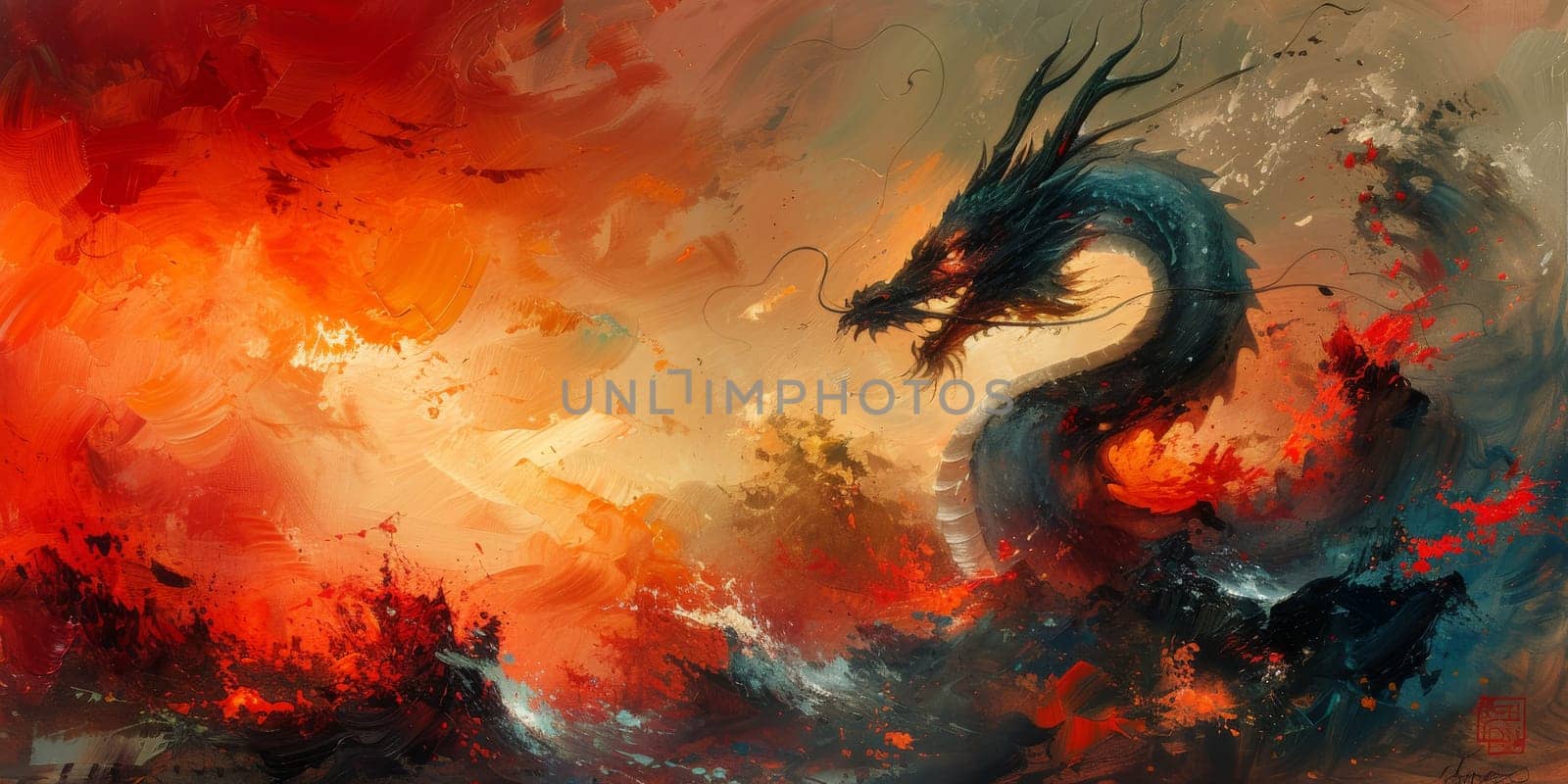 Chinese New Year dragon watercolor background. by Benzoix