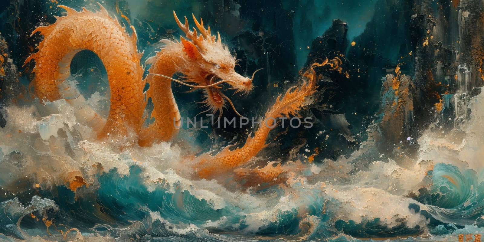 Chinese New Year dragon watercolor background. by Benzoix