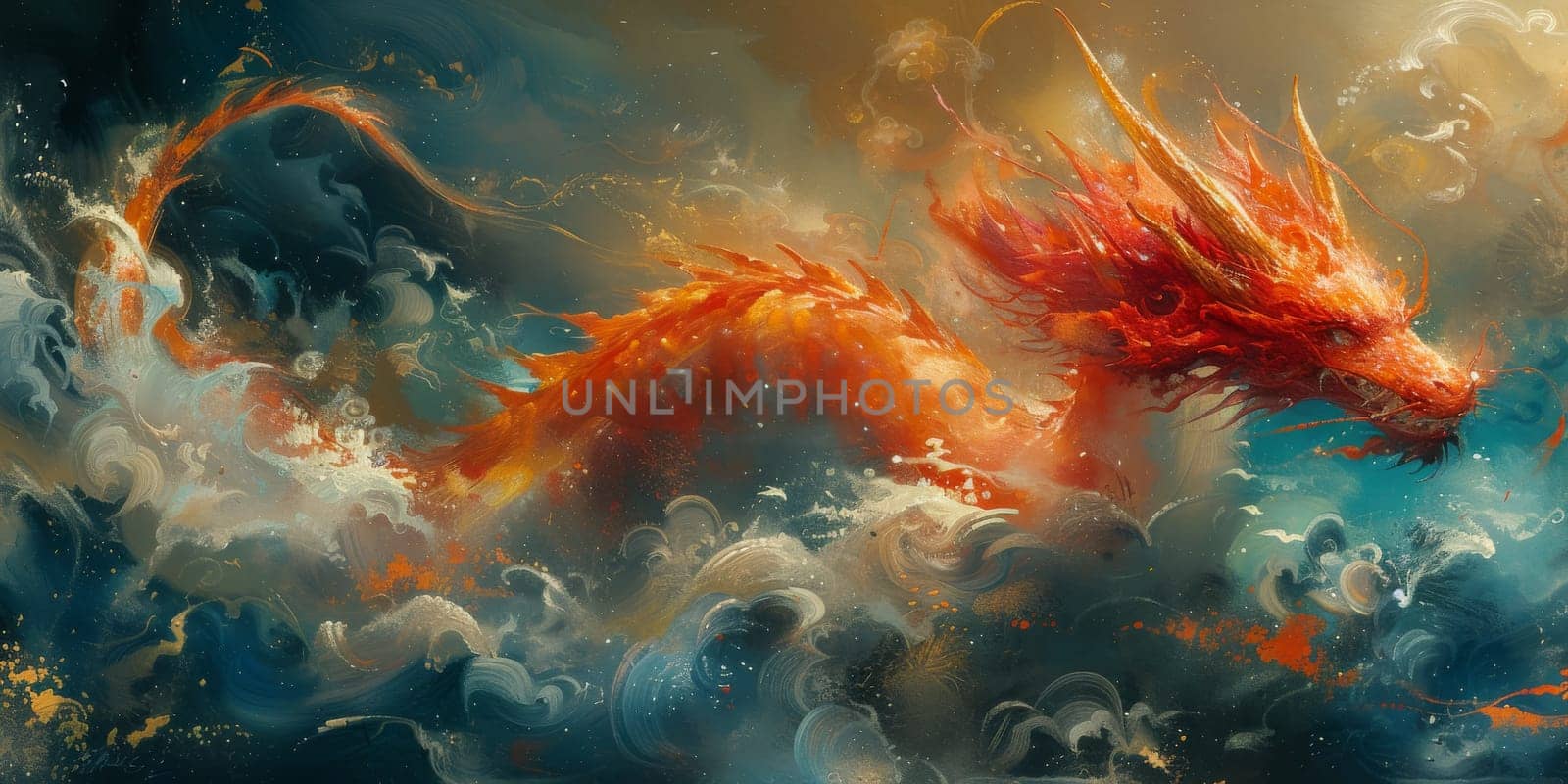 Chinese New Year dragon watercolor background. by Benzoix