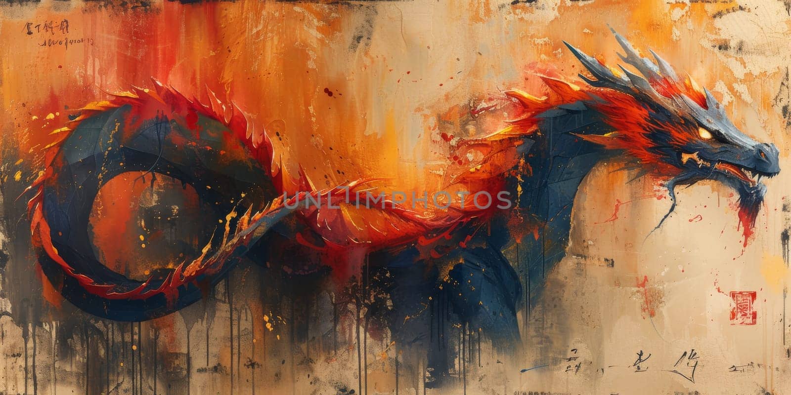 Chinese New Year dragon watercolor background. by Benzoix