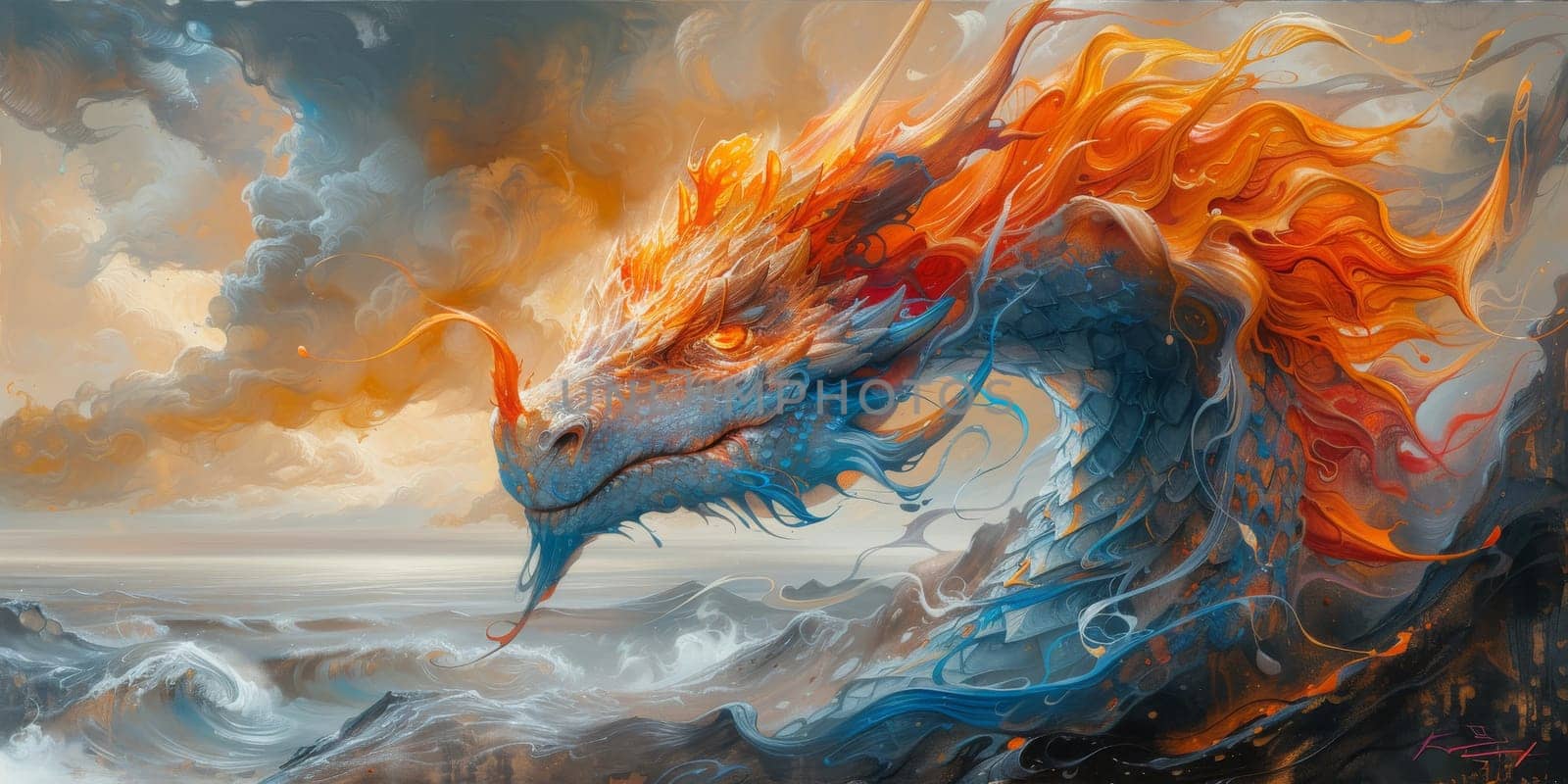 Chinese New Year dragon watercolor background. by Benzoix