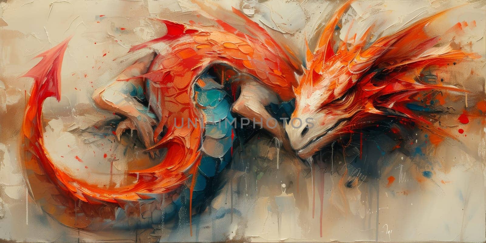 Chinese New Year dragon watercolor background. by Benzoix