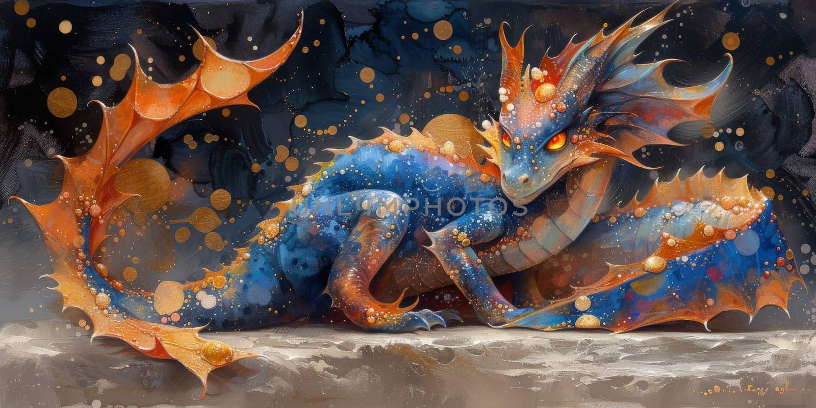 Chinese New Year dragon watercolor background. by Benzoix