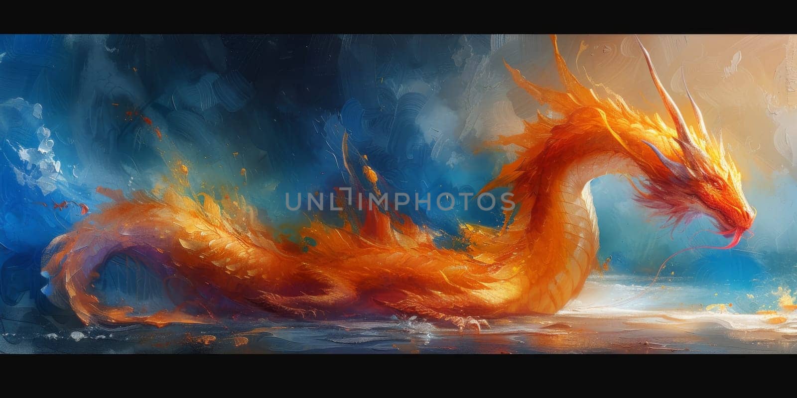 Chinese New Year dragon watercolor background. by Benzoix