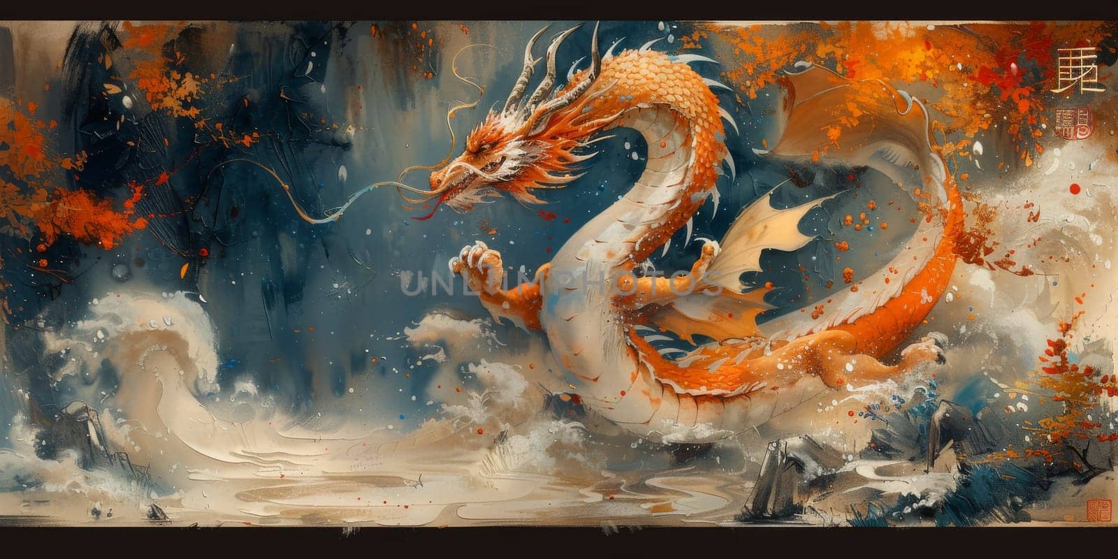 Chinese New Year dragon watercolor background. by Benzoix