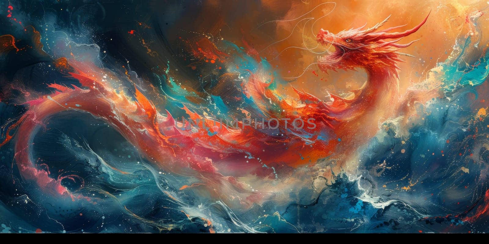 Chinese New Year dragon watercolor background. by Benzoix