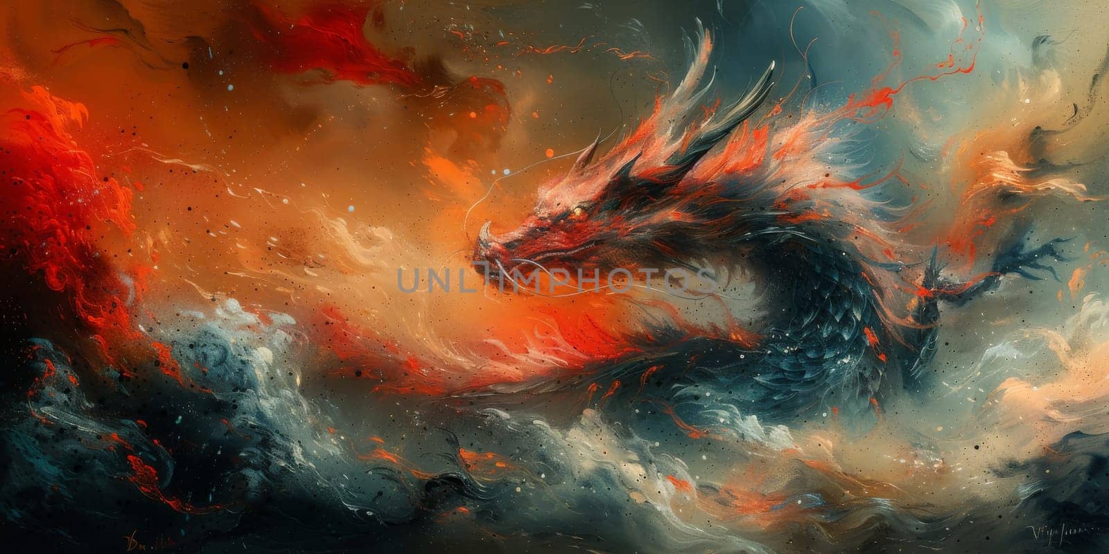 Chinese New Year dragon watercolor background. by Benzoix