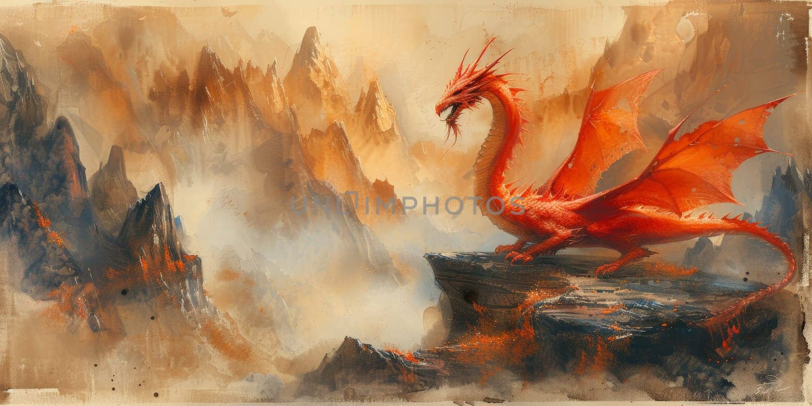 Chinese New Year dragon watercolor background. by Benzoix