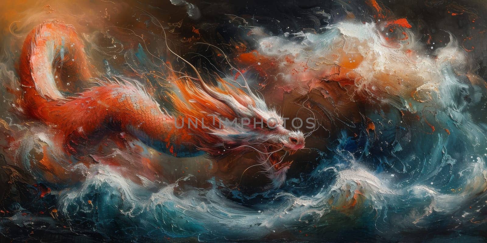 Chinese New Year dragon watercolor background. by Benzoix