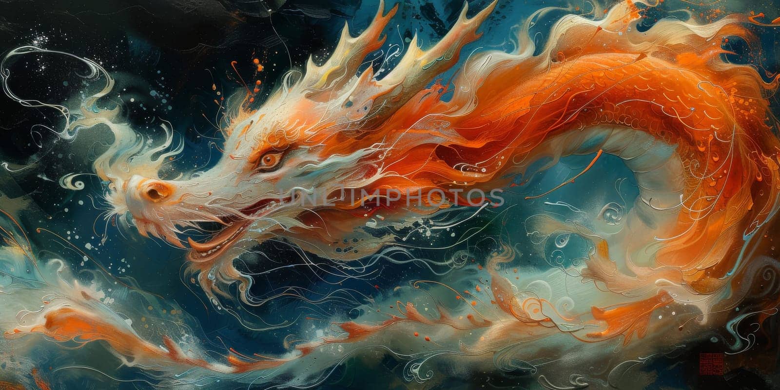 Chinese New Year dragon watercolor background